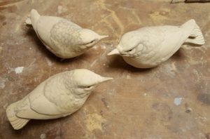 Nuthatches, carving, wood carving, sculpting, birds, woodcarving